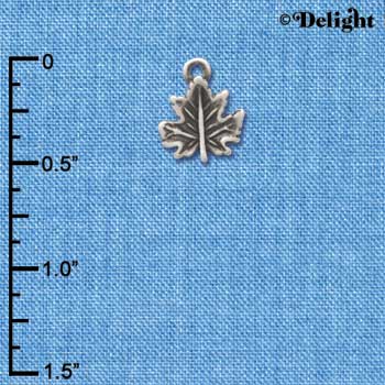 C3418 - Mini 2 Sided Antiqued Leaf - Silver Charm (6 charms per package)