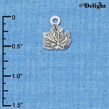 C3422 - Mini 2 Sided Antiqued Leaf - Silver Charm (6 charms per package)
