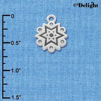 C3447 - Antiqued Snowflake - 2 Sided - Silver Charm (6 charms per package)