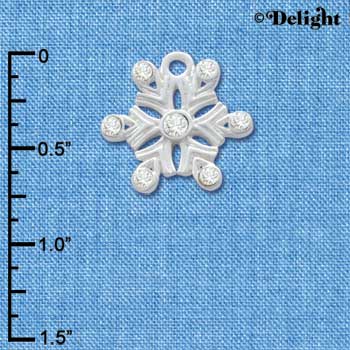 C3450 tlf - Snowflake with 7 Clear Swarovski Crystals - Silver Charm (2 per package)