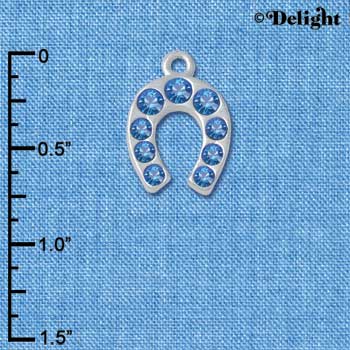 C3452 tlf - Blue Swarovski Crystal Horseshoe - Silver Charm (2 per package)