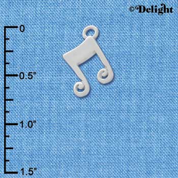 C3464 tlf - Silver Double Music Note - Im. Rhodium Charm