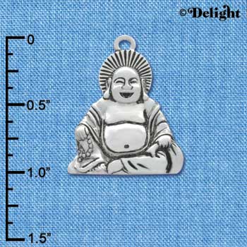 C3495 tlf - Large Silver Happy Buddha - Silver Pendant (2 per package)