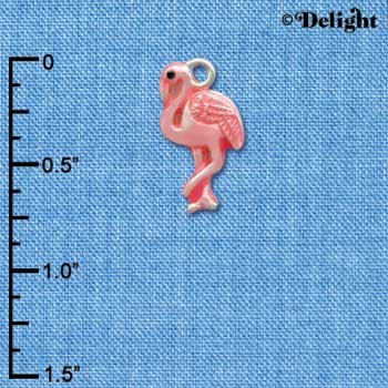 C3514 tlf - 2-D Hot Pink Flamingo - Silver Charm