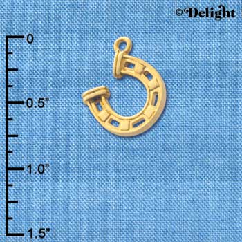 C3615 tlf - Gold Horseshoe with Side Loop - Gold Charm (6 per package)