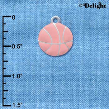 C3621 tlf - Large 2-D Pink Basketball - Silver Charm (6 per package)