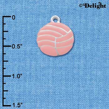 C3622 tlf - Large 2-D Pink Volleyball - Silver Charm (6 per package)