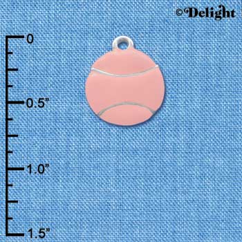 C3624 tlf - Large 2-D Pink Tennisball - Silver Charm (6 per package)