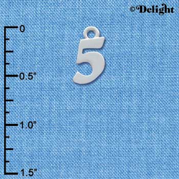 C3629 tlf - Silver Number 5 - Silver Charm (6 per package)
