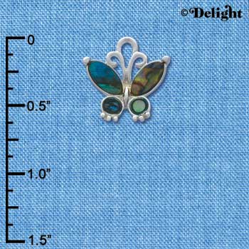 C3639 tlf - Small Shell Inlay Butterfly - Silver Charm (2 per package)