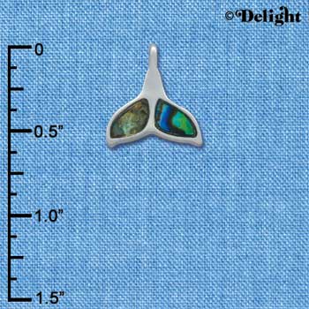 C3640 tlf - Shell Inlay Whale Tail - Silver Charm (6 per package)