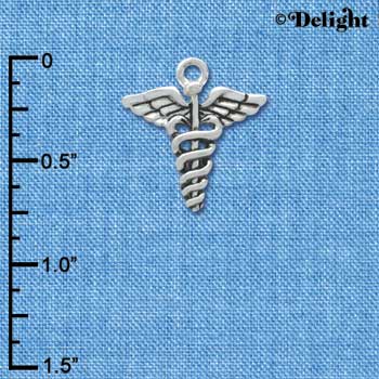 C3650 tlf - 2-D Caduceus - Silver Charm (6 per package)