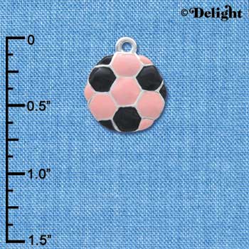 C3653 tlf - 2-D Pink Soccerball - Silver Charm (6 per package)