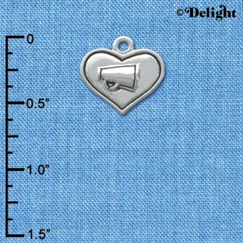 C3654 tlf - 2-D Silver Heart with Megaphone - Silver Charm (6 per package)