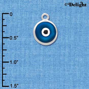 C3666 tlf - Blue Evil Eye Good Luck - Silver Charm (6 per package)