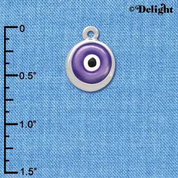 C3667 tlf - Purple Evil Eye Good Luck - Silver Charm (6 per package)