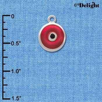 C3668 tlf - Red Evil Eye Good Luck - Silver Charm (6 per package)
