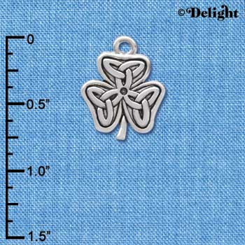 C3670 tlf - Silver Shamrock with Celtic Knot - Silver Charm (6 per package)