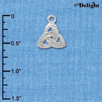 C3674 tlf - Small 2-D Silver Faux Stone Trinity Knot - Silver Charm (6 per package)