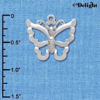 C3731 tlf - Large Open Silver Butterfly - Silver Charm (6 per package)