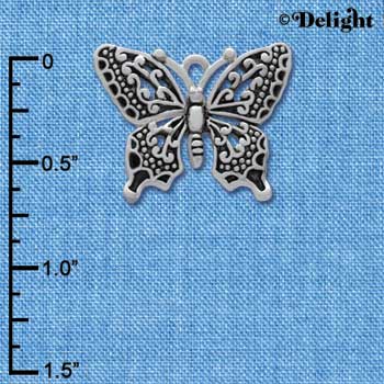 C3732 tlf - Large Fancy Silver Butterfly - Silver Charm (6 per package)