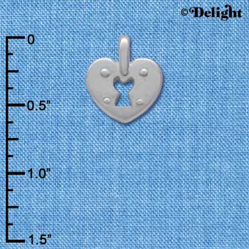 C3734 tlf - Silver Heart Lock - Silver Charm (6 per package)