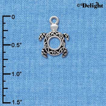 C3742 tlf - Small Open Turtle - Silver Charm (6 per package)