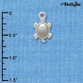 C3744 tlf - Small Turtle with Pearl Shell - Silver Charm (6 per package)