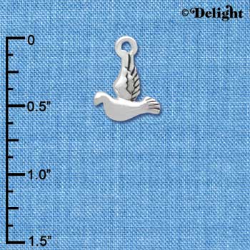C3748 tlf - 2-D Small Silver Dove - Silver Charm (6 per package)