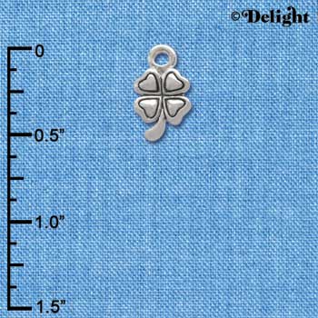 C3749 ctlf - Mini Silver Four Leaf Clover - Silver Charm (6 per package)