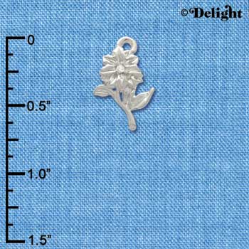 C3753 tlf - Silver Flower with AB Swarovski Crystal - Silver Charm (2 per package)