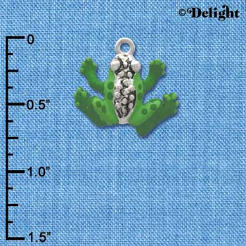 C3763 tlf - 2 Tone Green Frog - Silver Charm (6 per package)