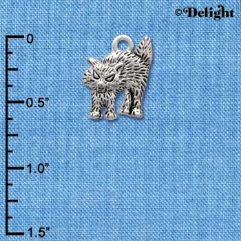 C3765 tlf - Antiqued Scary Cat - Silver Charm (6 per package)