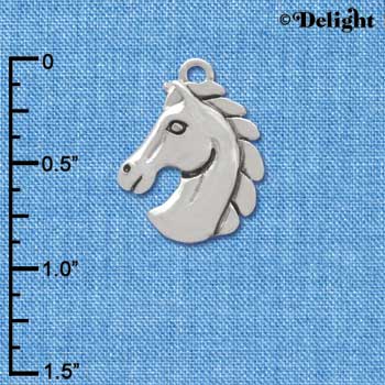 C3767 tlf - 2-D Large Classic Horse Head - Silver Charm (6 per package)