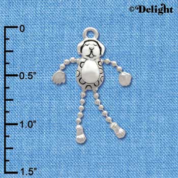 C3770 tlf - Dog with 4 Dangle legs - Silver Charm (6 per package)