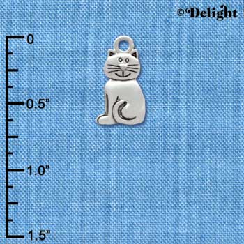 C3772 tlf - 2-D Silver Fat Cat - Silver Charm (2 per package)