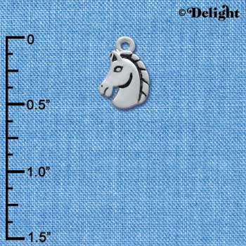 C3803 tlf - Mini 2-D Classic Horse Head - Silver Charm (6 per package)