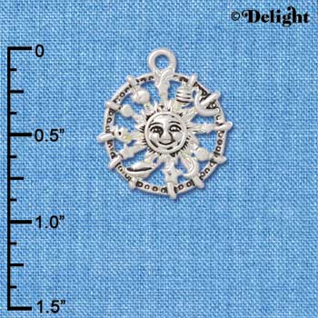 C3805 tlf - Zodiac with Sun Medallion - Silver Charm (6 per package)