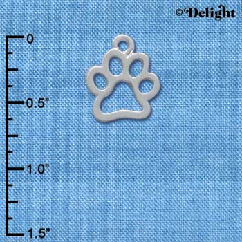 C3806 tlf - Medium Open Silver Paw - Silver Charm (6 per package)