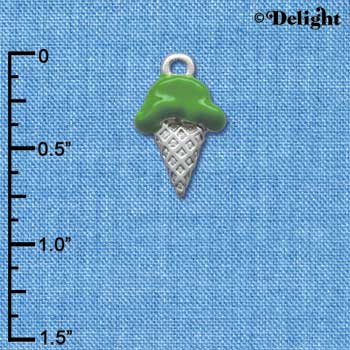 C3823 tlf - 2-D Pistachio Ice Cream Cone - Silver Charm (6 per package)