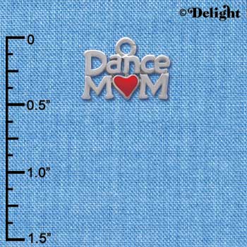 C3828 tlf - Dance Mom with Red Heart - Silver Charm (6 per package)