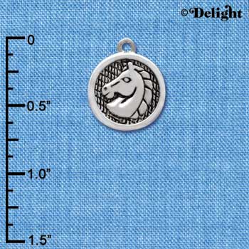 C3831 tlf - Horse Head in Disc - Silver Charm (6 per package)
