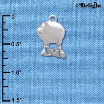C3834 tlf - Pig with Dangle Feet - Silver Charm (2 per package)