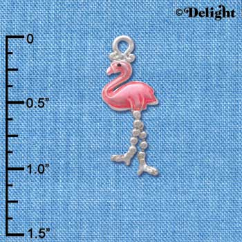 C3835 tlf - Flamingo with Dangle Legs - Silver Charm (2 per package)