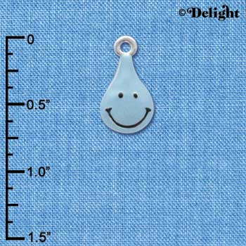 C3877 tlf - Blue Water Drop - 2 Sided - Silver Charm (6 per package)