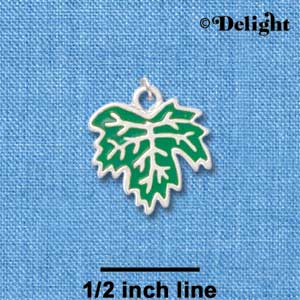 C3879 tlf - Medium Green Leaf - 2 Sided - Silver Charm (6 per package)