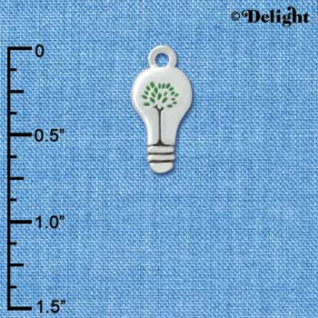 C3880 tlf - Light Bulb - Green Energy - 2 Sided - Silver Charm (6 per package)