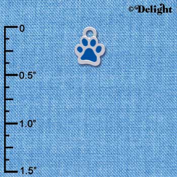 C3896 tlf - Mini Translucent Royal Blue Paw - 2 Sided - Silver Charm (6 per package)