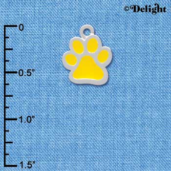 C3915 tlf - Medium Translucent Yellow Paw - 2 Sided - Silver Charm (6 per package)
