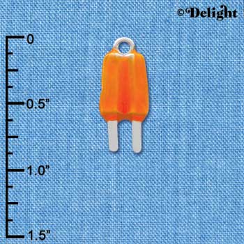 C3924 tlf - Orange 2-D Popsicle - Silver Charm (6 per package)